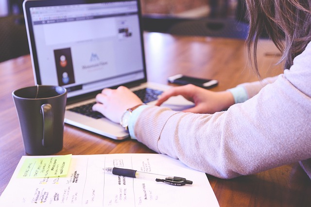 Frau, am Schreibtisch mit Laptop arbeitend. Foto: Pixabay